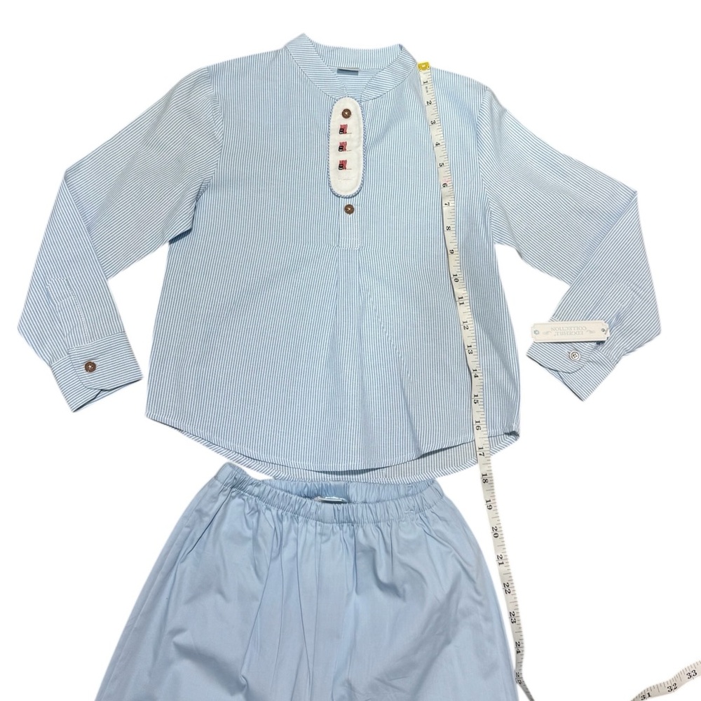 Edgehill Boys Blue Stripe Outfit Set Shirt Pants Easter Spring NWT Size 6 - Picture 3 of 11